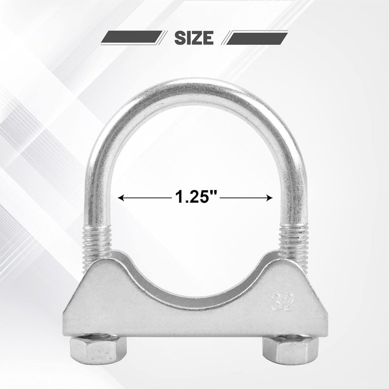 GESEXI 1.25" U-shaped Exhaust Pipe Clamp Mild Steel Muffler Exhaust Clamps with Anti-Rust Coat Pack of 2 - Image 2